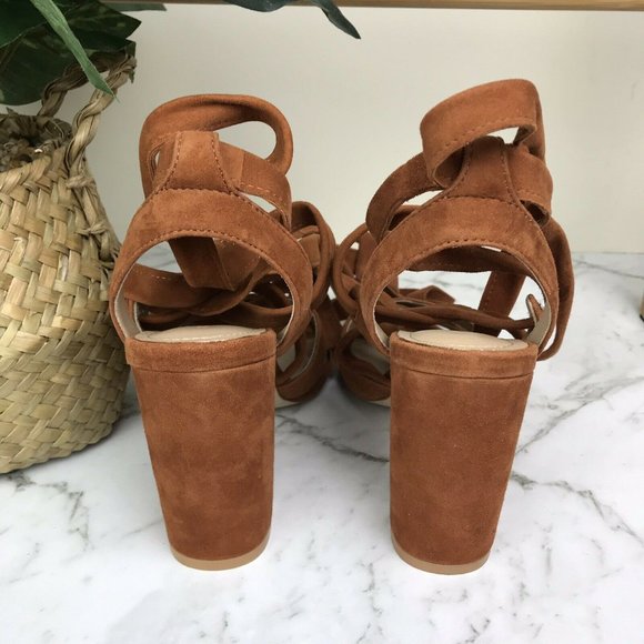 SOLD Country Road Tan Suede Leather Heels Shoes Size 37 - Picture 8 of 12